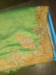 Exquisite Green Embellished Saree
