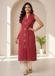 Maroon Kurta with Gold Embellishments