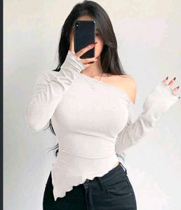 Chic One-Shoulder Long Sleeve Top , trendy
