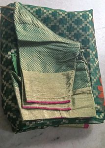 Green Floral Embroidered Saree