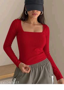 Red Long Sleeve Top