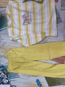 Cute Yellow Striped Motorcycle Pajama Set