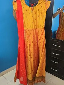 Yellow &amp; Orange Embellished long gown