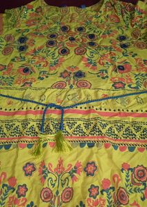 Pure Cotton Long Dress For Women With Waist Tie Up