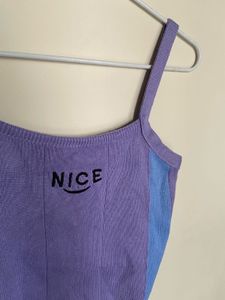 Cute Purple &amp; Blue "NICE" Crop Top