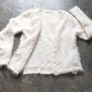 Fluffy White H&amp;M Cardigan