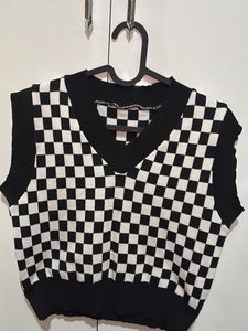 Checkerboard Knit Vest