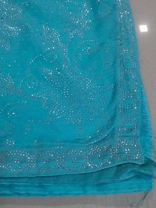 Stunning Blue Sequin Work Saree