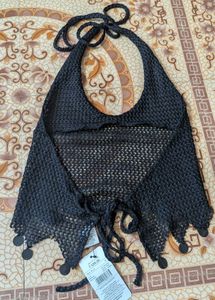 Shein Plunging Tie-Up Halter Top🖤