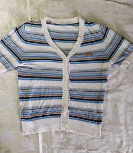 Striped V-Neck Knit Sweater