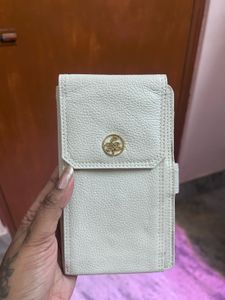 White Leather Cell Phone Crossbody Bag