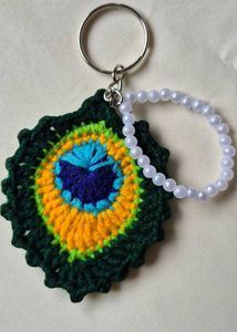 Crochet Peacock Keychain