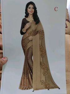 Golden brown Saree with Blouse Piece