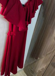 Red Off-Shoulder Ruffle Dress