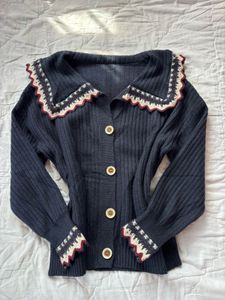 Cozy Navy Button-Up Cardigan