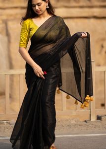I love Saree Elegant Black with Tassel