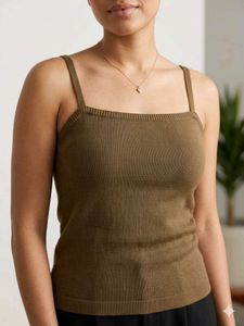 Brownish Green Spaghetti Strap Tank Top