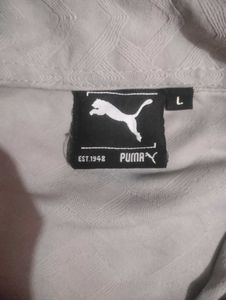 Puma Grey Zip-Up Polo Shirt