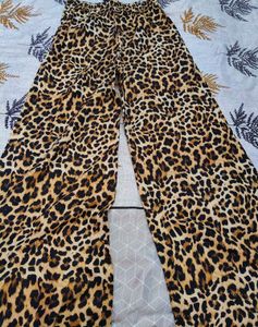Leopard Print Wide Leg Palazzo Pants