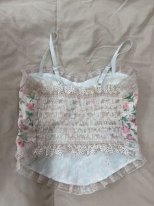 Floral Lace Trim Cami corset Top