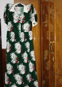 Green Red Floral pattern dresses
