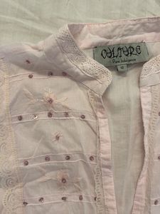 lace pale pink sequinned shirt
