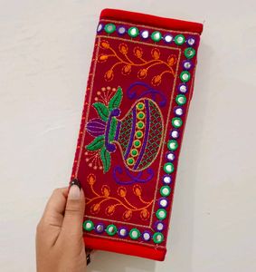Embroidered Clutch with Mirror Work