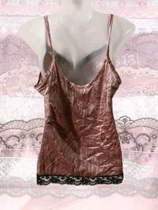 Y2K Velvet Lace Trim Cami Top
