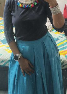 Bohemian Style Teal Blue Skirt Navratri