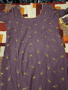 Elegant Brown Kurta with Leaf Print