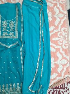 Beautiful Teal Embroidered Kurta Set