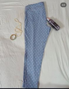Cute Polka Dot Light Blue Pants