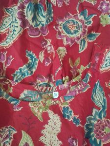 Red Floral Print Peplum kurta with sharara