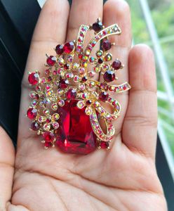 Exquisite Red Gem Brooch