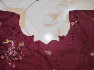 Sequin Embellished Burgundy Hooded Top