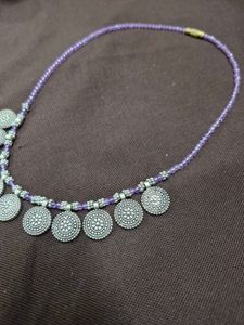 Boho Beaded Necklace with Coin Charms