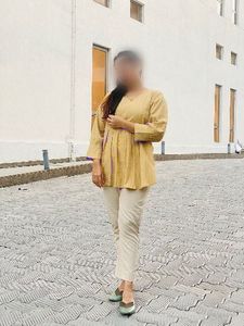 Stylish Yellow Kurta with Scarf