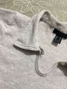 Forever 18 Ribbed Collared Crop Top – Light Grey |