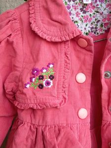 Pink Corduroy Ruffle Jacket For Girls