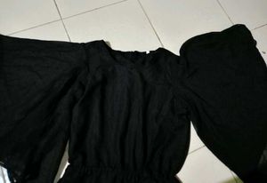Chic Black Sheer Sleeve Jumpsuit