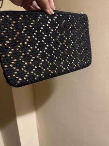 Black Crochet Clutch Bag