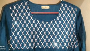 Blue Embroidered Kurta
