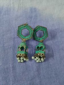 Bohemian Hoop &amp; Jhumka Earrings Set