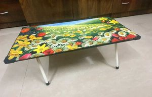 new unused Folding Table with Floral Scene