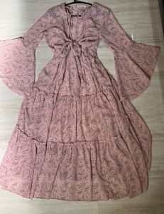 Chic Pink Printed Maxi Dress