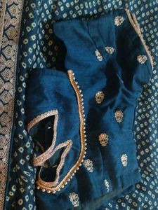 Beautiful Teal Saree with Golden Border