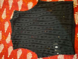 Black Eyelet Cutout Top