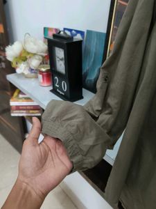 Olive Green V-Neck Long Sleeve Top
