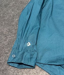 Converse 100% Cotton Teal Button-Up Shirt - Size L