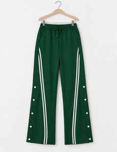 Green Snap Button Track Pants